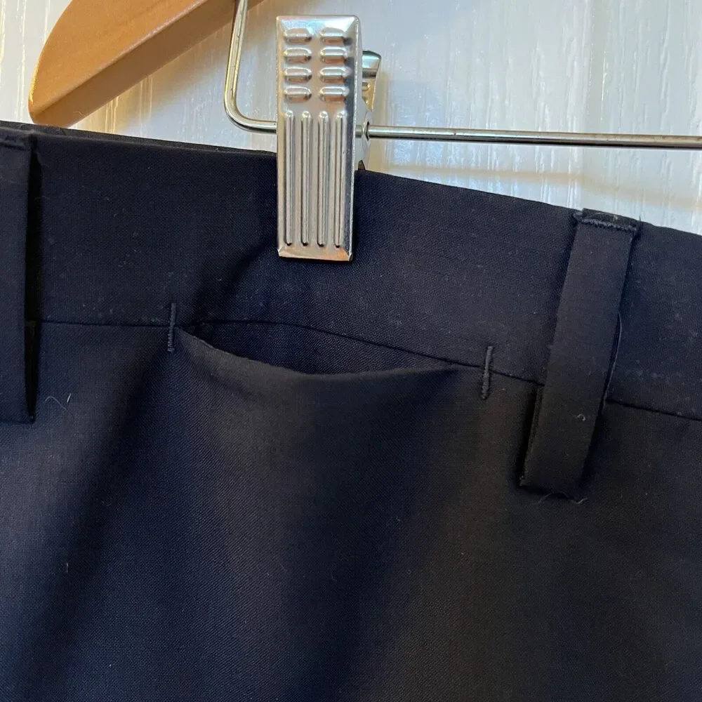 Eredi Pisano Cuffed Dress‎ Pants Slim Fit Navy Wool Silk Size 54EU 38US